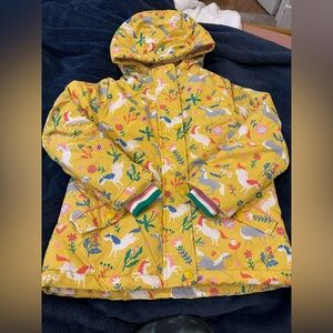 Mini Boden Kids' High Pile Fleece Lined Jacket In Sweetcorn Yellow Ponies